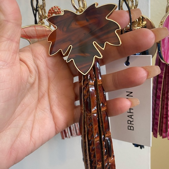 3 piece set!! Brahmin Pecan Carrie crossbody  + Palm tassel + Credit Card Wallet - Picture 3 of 15